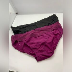 (2) NATORI Bliss Perfection Microfiber Lace V-Kini Panty New